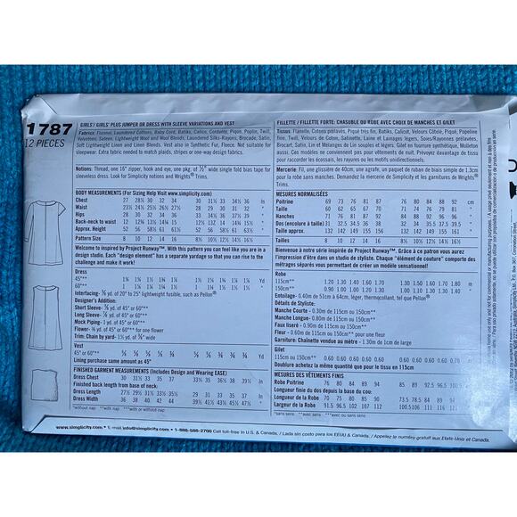 Simplicity sewing pattern  1787 Girls dress vest sz 8-16 - Picture 3 of 6
